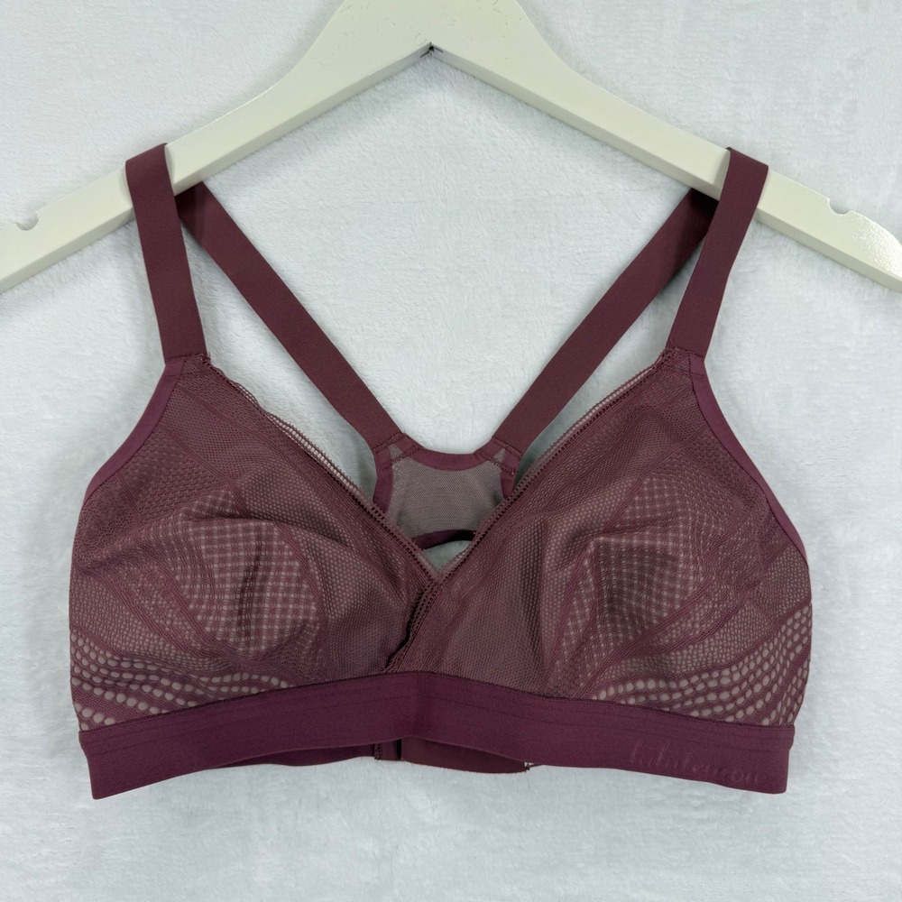 Lululemon 32D‎ Burgundy Mesh Awake to Lace Sports Bra Racerback Workout Athletic